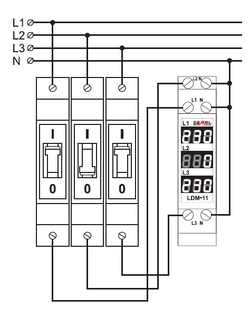 WSKAŹNIK NAPIĘCIA TRÓJFAZOWY CYFROWY LDM-11 ZAMEL