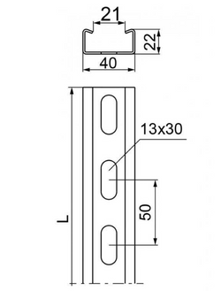 CEOWNIK PERFOROWANY WZMOCNIONY CWC 40H22/2mm 2mb 610320 REGAŁ PÓŁKA PROFIL