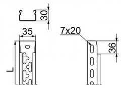 KORYTKO KABLOWE PERFOROWANE 35x30 grubość 0,5mm KGR/KPR35H30/2 130103 /2m/