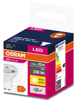 ŻARÓWKA LED HALOGEN GU10 2,8W = 25W 2700K OSRAM