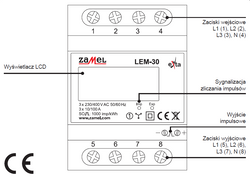 LICZNIK PODLICZNIK ENERGII 3-FAZOWY LEM-30 ZAMEL