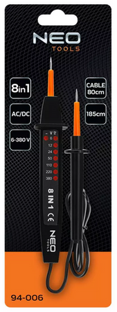 WIELOFUNKCYJNY TESTER NAPIĘCIA MIERNIK 8W1 AC/DC 6-380V ELEKTRYK NEO 94-006