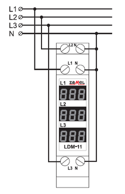 WSKAŹNIK NAPIĘCIA TRÓJFAZOWY CYFROWY LDM-11 ZAMEL