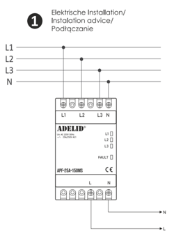 AUTOMATYCZNY PRZEŁĄCZNIK FAZ 230V 25A 150MS ADELID