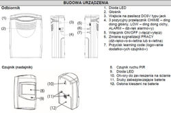 CZUJNIK RUCHU BEZPRZEWODOWY ALARM OR-MA-705 ORNO