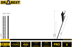 DRABINA ALUMINIOWA PRZYSTAWNA 1x8 PRO DRABEST+HAK