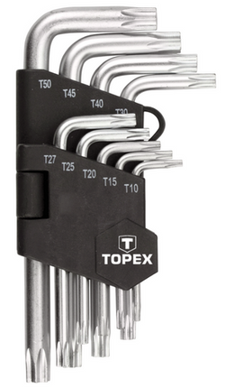 KLUCZ TORX T10 - T50 ZESTAW KLUCZY TORX ZESTAW 9 SZTUK TOPEX 35D960