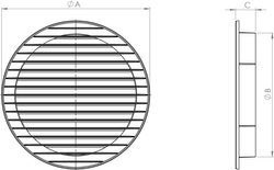 KRATKA WENTYLACYJNA OKRĄGŁA GRAFIT Z SIATKĄ FI 150