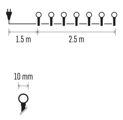 LAMPKI CHOINKOWE KULKI 50 LED 2,5m CIEPŁA BIEL IP20 