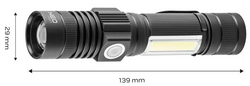 LATARKA RĘCZNA AKUMULATOROWA USB 800lm 2w1 LED NEO