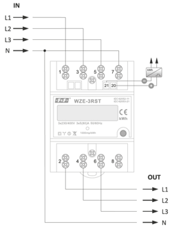 LICZNIK ENERGII TRÓJFAZOWY LCD WZE-3RST RESET