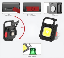 MINI LAMPKA LATARKA LED USB KIESZONKOWA BRELOK KARABIŃCZYK MAGNES