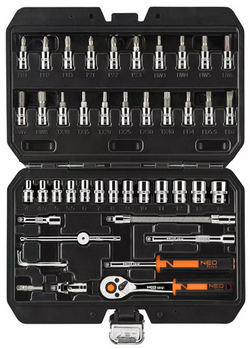 NEO 10-004 ZESTAW KLUCZE NASADOWE 1/4'' 46el CRV