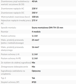 OGRANICZNIK PRZEPIĘĆ ABB TYP C T2 275V OVR 52054