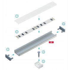 PROFIL DO LED LUMINES SREBRNY ALUMINIUM Z KLOSZEM