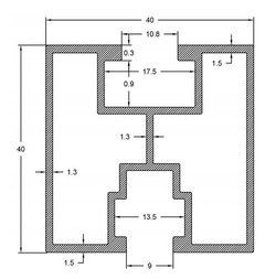 PROFIL MONTAŻOWY SZYNA PV 40x40 DŁ. 2200 mm CZARNA