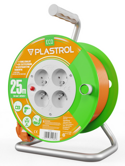 PRZEDŁUŻACZ BĘBNOWY ECO 4-KROTNY 25m Z/U 3x1mm² H05VV-F PLASTROL