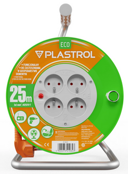 PRZEDŁUŻACZ BĘBNOWY ECO 4-KROTNY 25m Z/U 3x1mm² H05VV-F PLASTROL