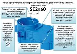 PUSZKA PODTYNKOWA DO ELEKTRONIKI 2X⌀60mm SE2X60 