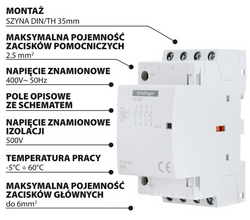 STYCZNIK MODUŁOWY SC201 2P 25A TYP 40 (4NO+0NC) SCHELINGER