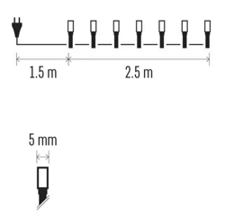 ŚWIATEŁKA LAMPKI CHOINKOWE 50 LED 2,5m CIEPŁA BIEL D4GW01 EMOS