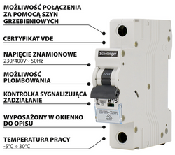 WYŁĄCZNIK NADPRĄDOWY 6kA 1P B 2A 1-FAZOWY ESKA BEZPIECZNIK SCHELINGER VDE