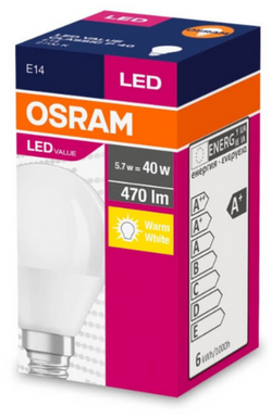 ŻARÓWKA LED E14 5W 40W 470lm P40 2700K OSRAM