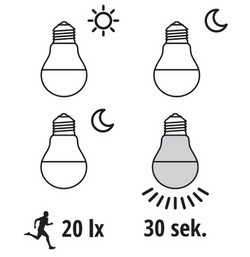 ŻARÓWKA LED E27 9W Z CZUJNIKIEM RUCHU I ZMIERZCHU