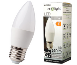 ŻARÓWKA LED E27 SMD ŚWIECZKA 7W 630lm BARWA NEUTRALNA