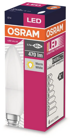 ŻARÓWKA LED ŚWIECA B40 E14 4,9W 470lm 2700K OSRAM