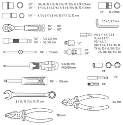 ZESTAW NARZĘDZI M4K GARAGE NEO TOOLS 90 el. WALIZKA KLUCZE NASADOWE 10-100