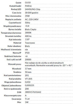 ŹRÓDŁO LED ŻARÓWKA GU10 5W 230V 400LM 3K SAMSUNG